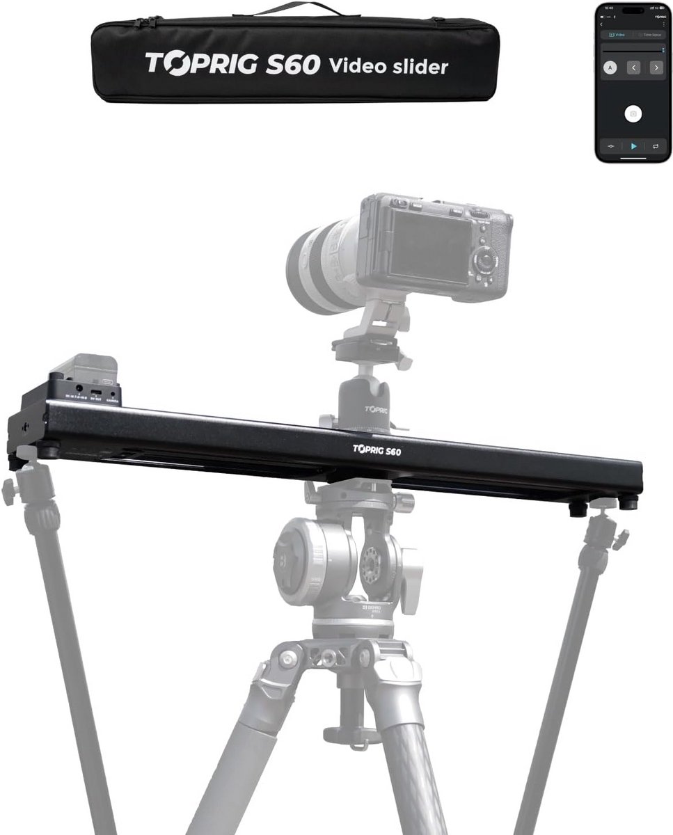 Gemotoriseerde Camera Slider voor Video-opnamen - Max. Draagvermogen 2,5 kg Verticaal en 4 kg Horizontaal - Snelheid 5 cm/s - Max Reisafstand 425 mm