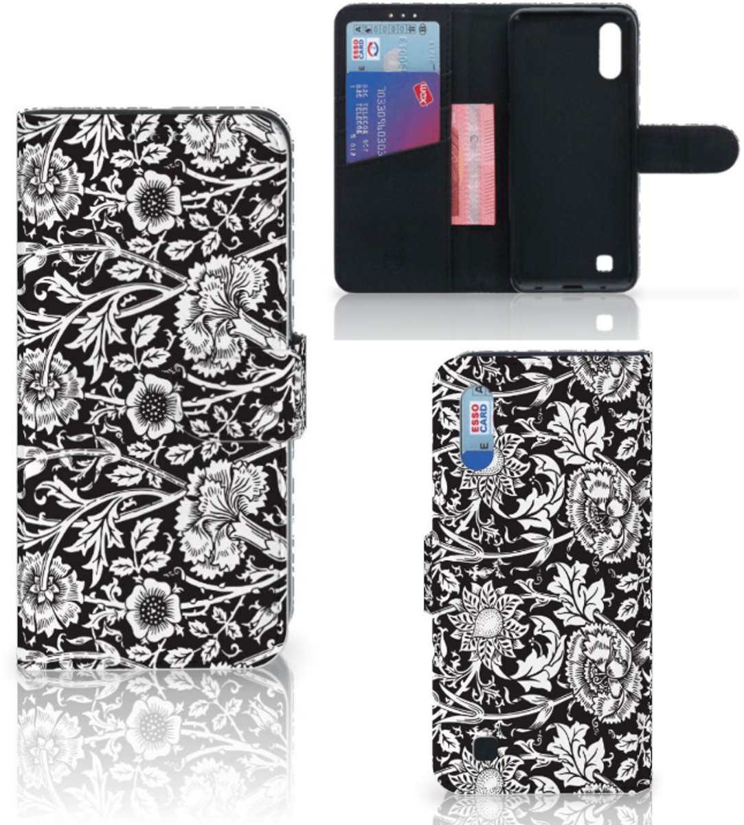 Samsung Galaxy M10 Hoesje Black Flowers