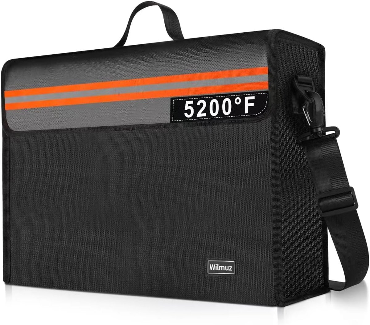 Brandwerende tas met rits en schouderriem - 35 x 39 x 10 cm, geïsoleerd tot 7000 graden Fahrenheit - brandwerende documentenorganizer