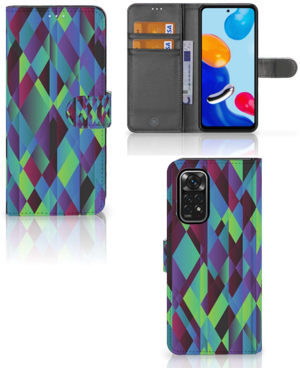 Xiaomi Redmi Note 11/11S Book Case Abstract Green Blue
