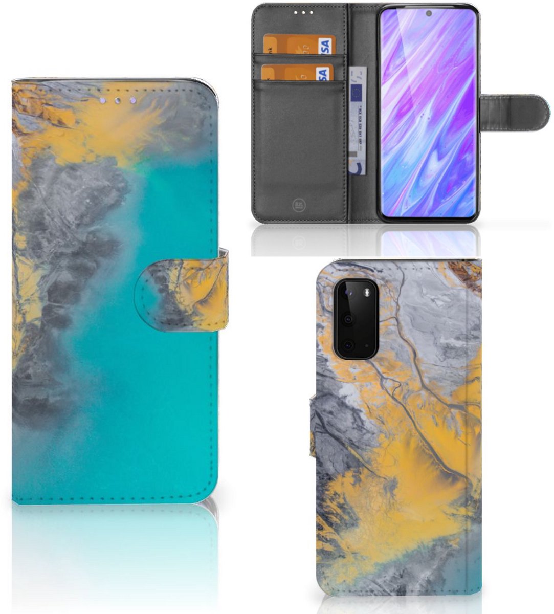 Samsung Galaxy S20 Bookcase Marble Blue Gold