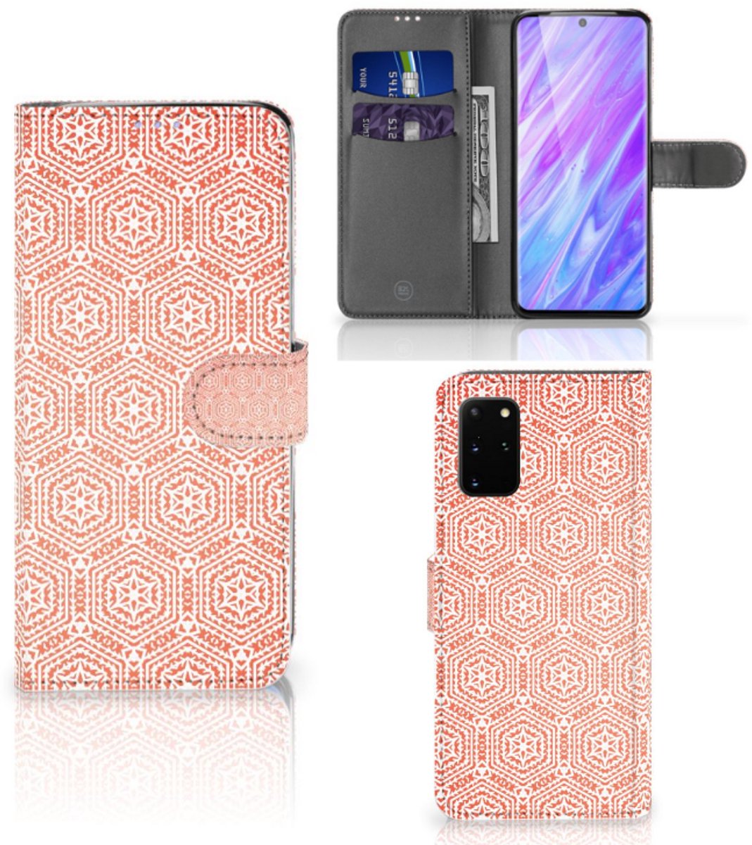 Boekhoesje voor Samsung Galaxy S20 Plus Telefoon Hoesje Pattern Orange