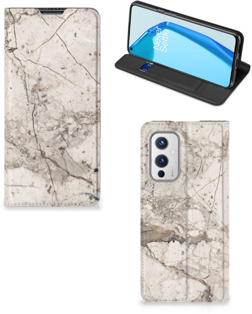 Standcase Hoesje voor OnePlus 9 Standcase Marmer Beige