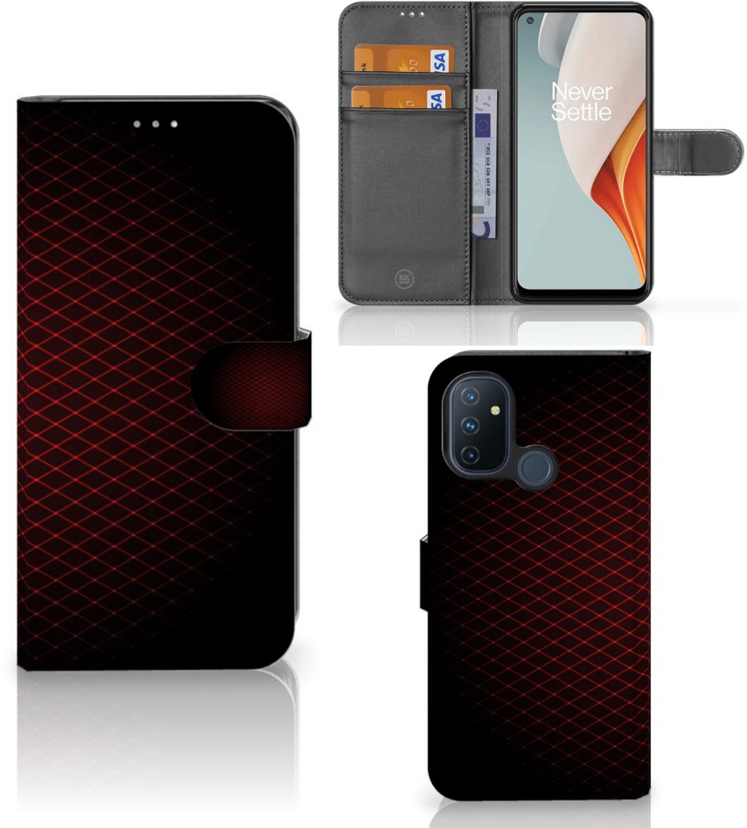 OnePlus Nord N100 Telefoon Hoesje Geruit Rood