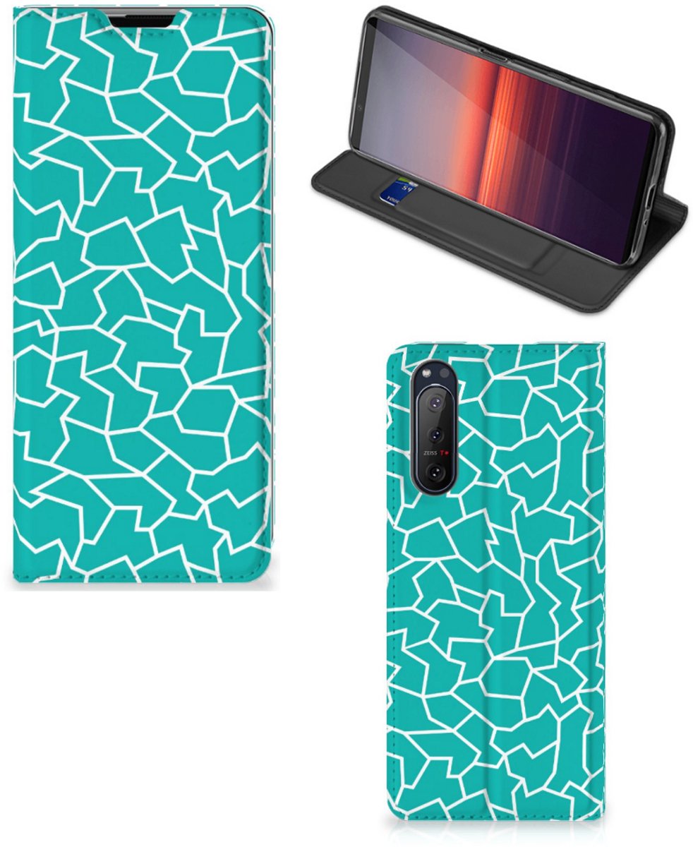Sony Xperia 5 II Bookcase Cracks Blue