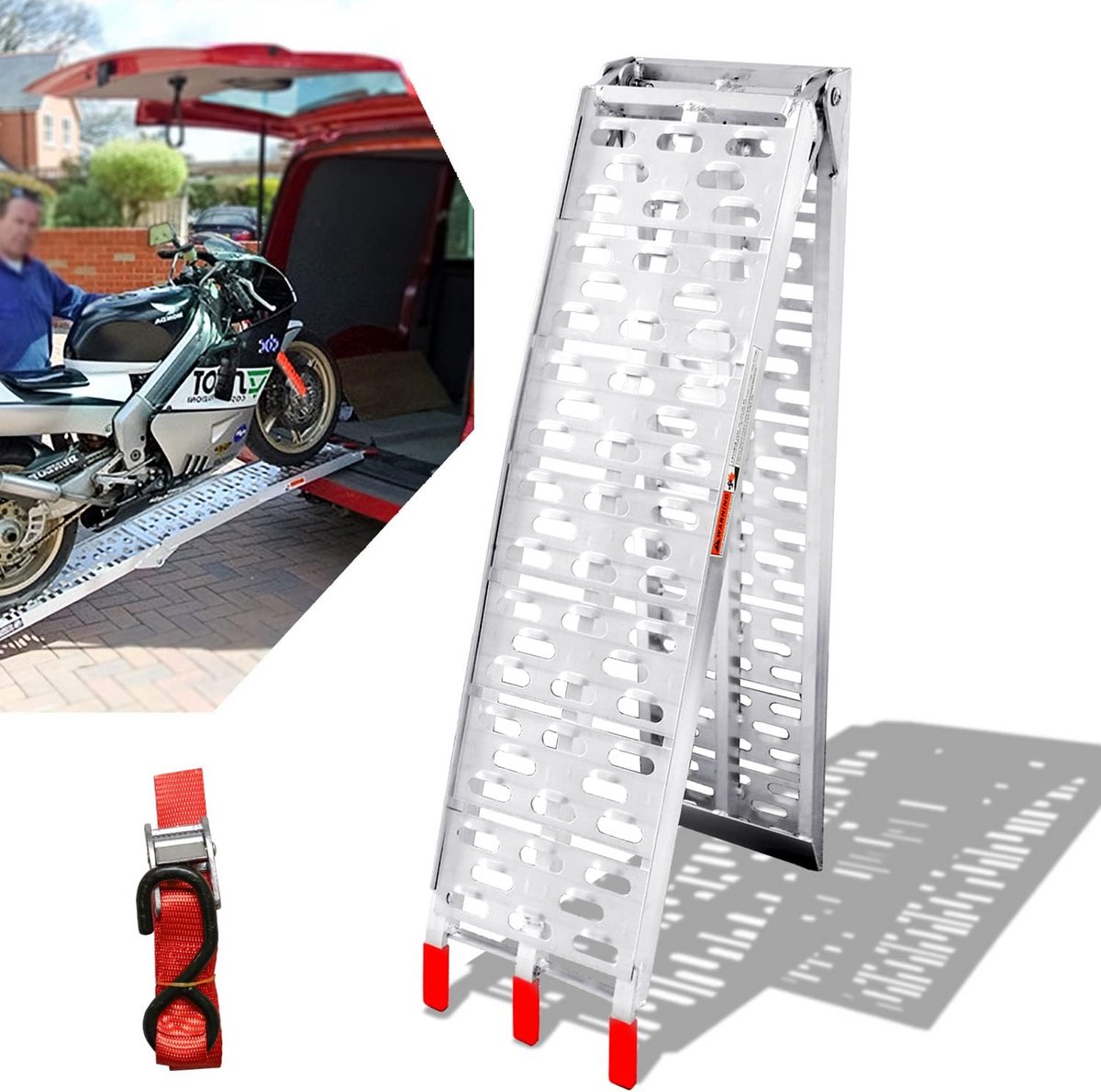 Inklapbare Aluminium Oprijplaat - Tot 340 kg Draagvermogen voor Auto's, Motorfietsen en ATV's