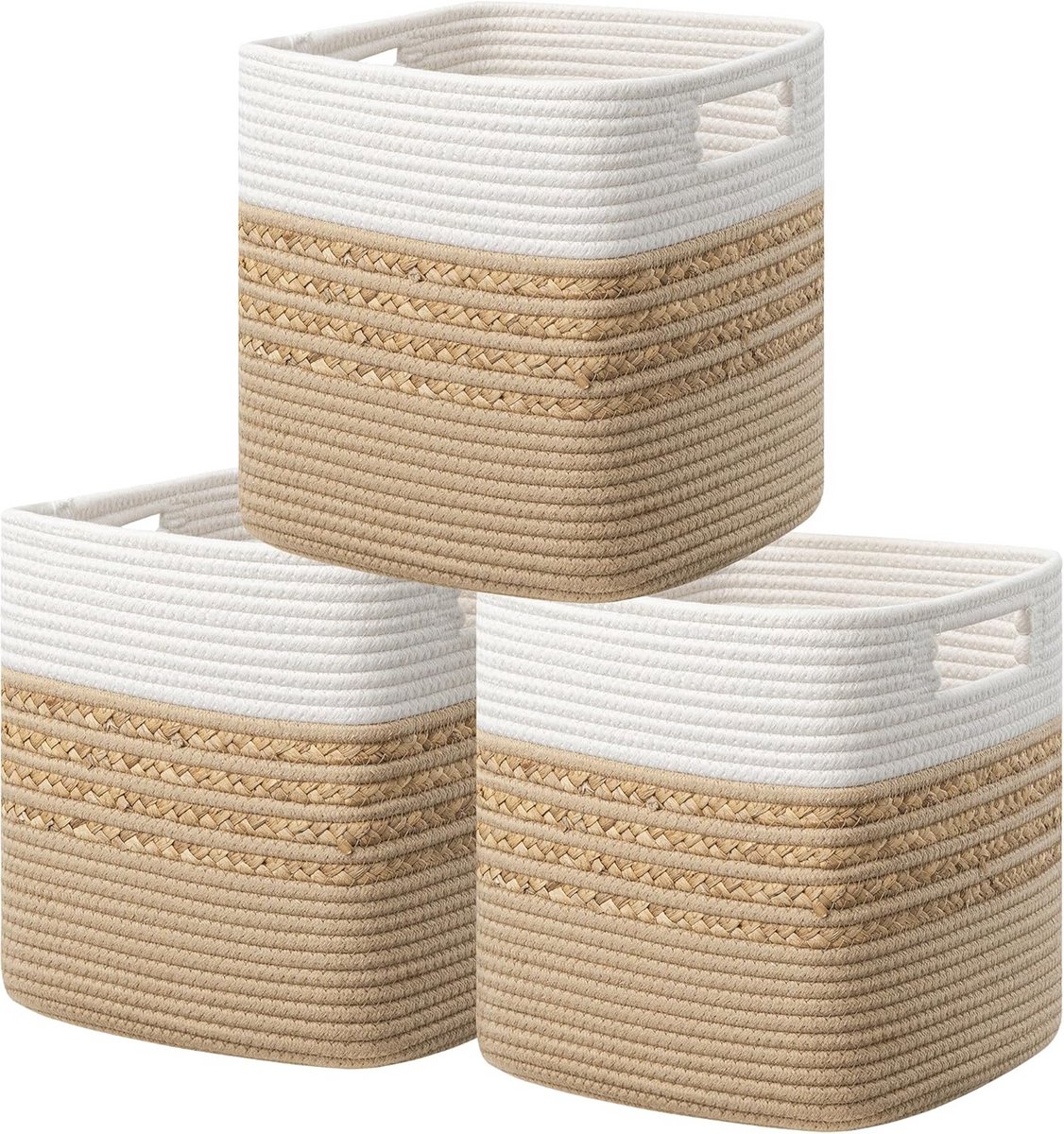 Set van 3 Waterhyacint Opbergkubussen - Organizer voor Speelgoed, Boeken en Planken