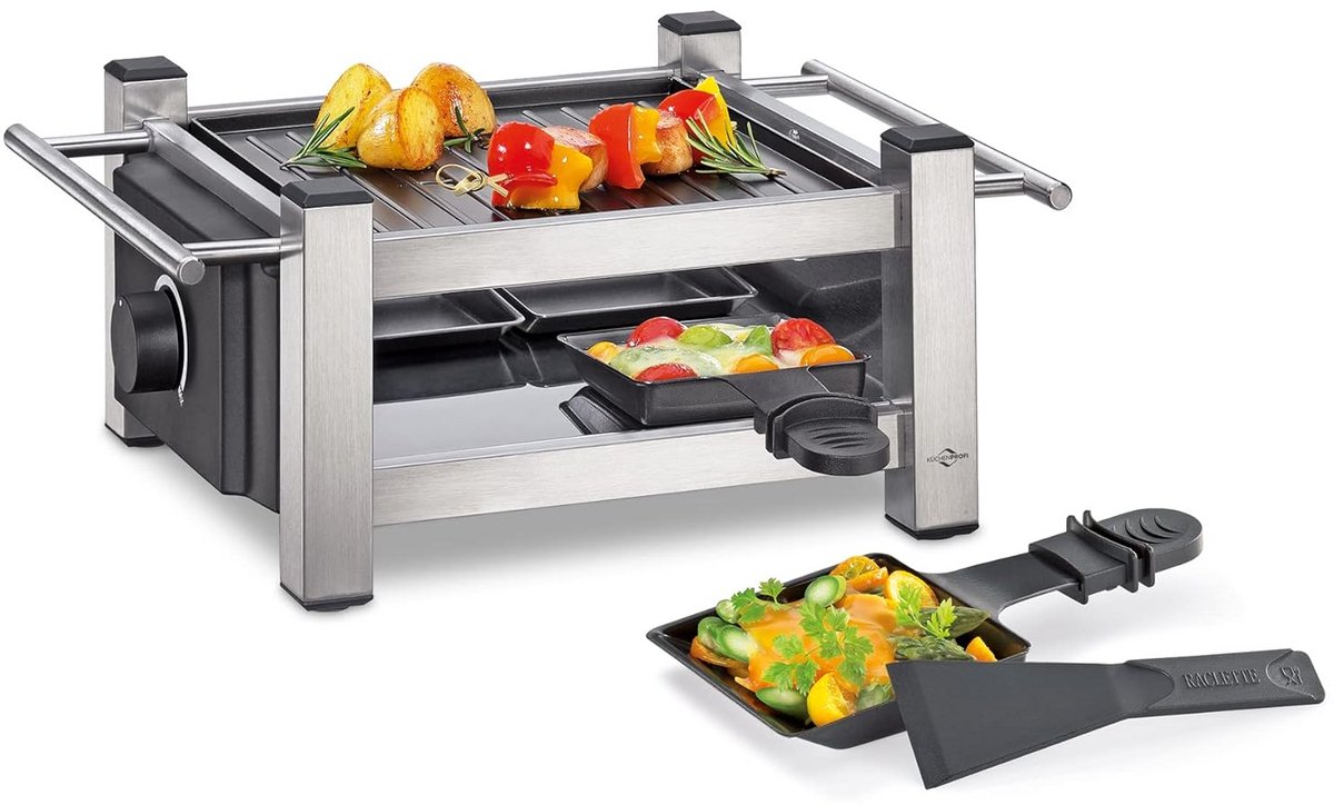 Mini Raclette Oven met Antiaanbaklaag voor 4 Pannetjes