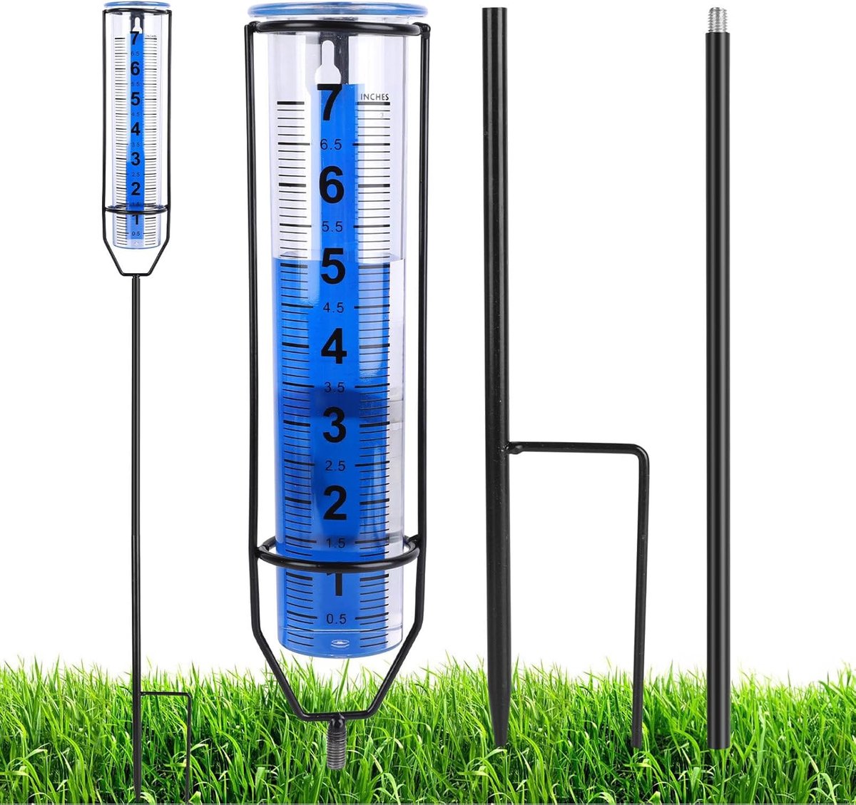 Vorstbestendige 7 Inch Regenmeter voor Buiten met Stevige Staak - Afneembare Regenmeter voor Tuin, Gazon, Patio en Boerderij Gebruik.