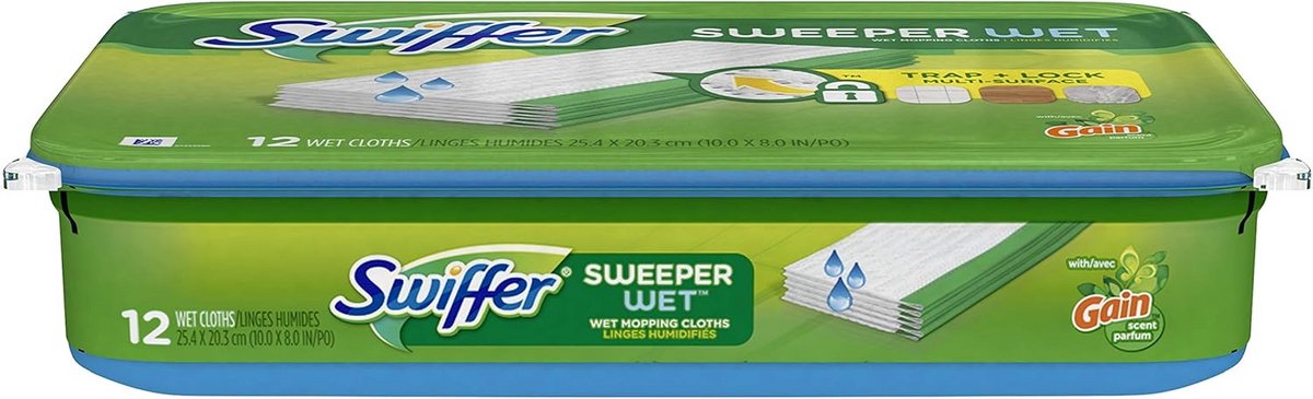 Natte Dweilen Pad voor Vloer Mop - Multi-Surface Vullingen met Gain Geur, 12 Stuks
