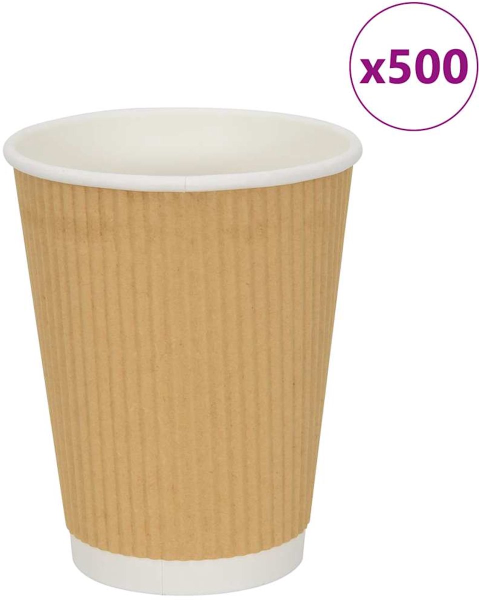 vidaXL - Papieren - koffiekopjes - 500 - st - 12oz - 300 - ml - bruin