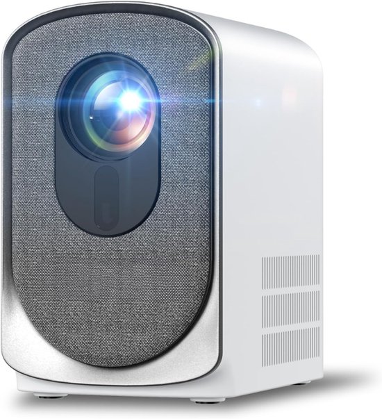Draagbare Mini Beamer 1080p Full HD Wifi 6 Bi-Bluetooth Projector Wit-Grijs Compact 15x16x10cm