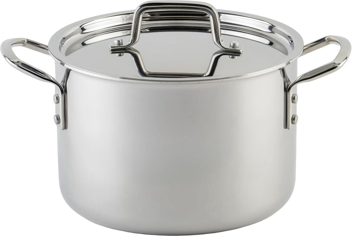 Tri-Ply Stockpot 6 Liter met Deksel voor Gelijkmatige Warmteverdeling
