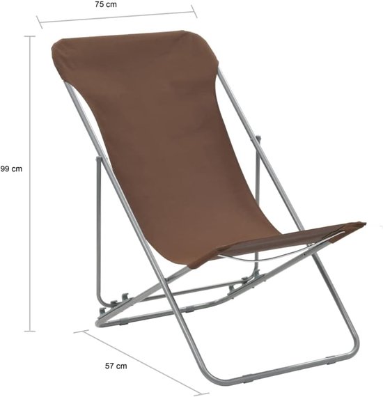 2x Inklapbare Strandstoel Set - Verstelbare Tuinstoel Gemaakt van Gepoedercoat Staal en 600D Oxford-weefsel - Ideale Campingstoel voor Buiten, Strand en Tuin - Ruimtebesparend Ontwerp — afbeelding 5
