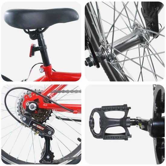 vidaXL - Kinderfiets - 24 - Inch - 6-Snelheid - voor - 8-12 - jaar - oud - Rood — afbeelding 2
