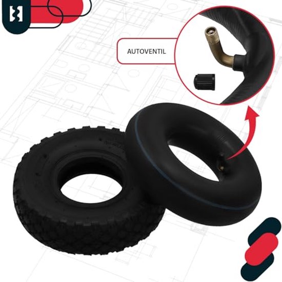 KOTARBAU® Tuinwagenband met Binnenband, 3.00-4 260x85 mm, Gummi, Zwart, Rubber Band, ⌀ 24 cm, Binnenband ⌀ 22 cm, Vervangingsset Voor Steekwagenwiel van Merkloos	 — afbeelding 5
