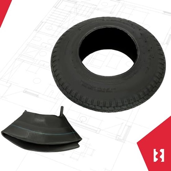 KOTARBAU® Kruiwagenband met Binnenband, Rubber, 4.80/4.00-8, Zwart, Ø 40 cm, Pneumatische Kruiwagenband, Vervangende Band van Merkloos	 — afbeelding 2