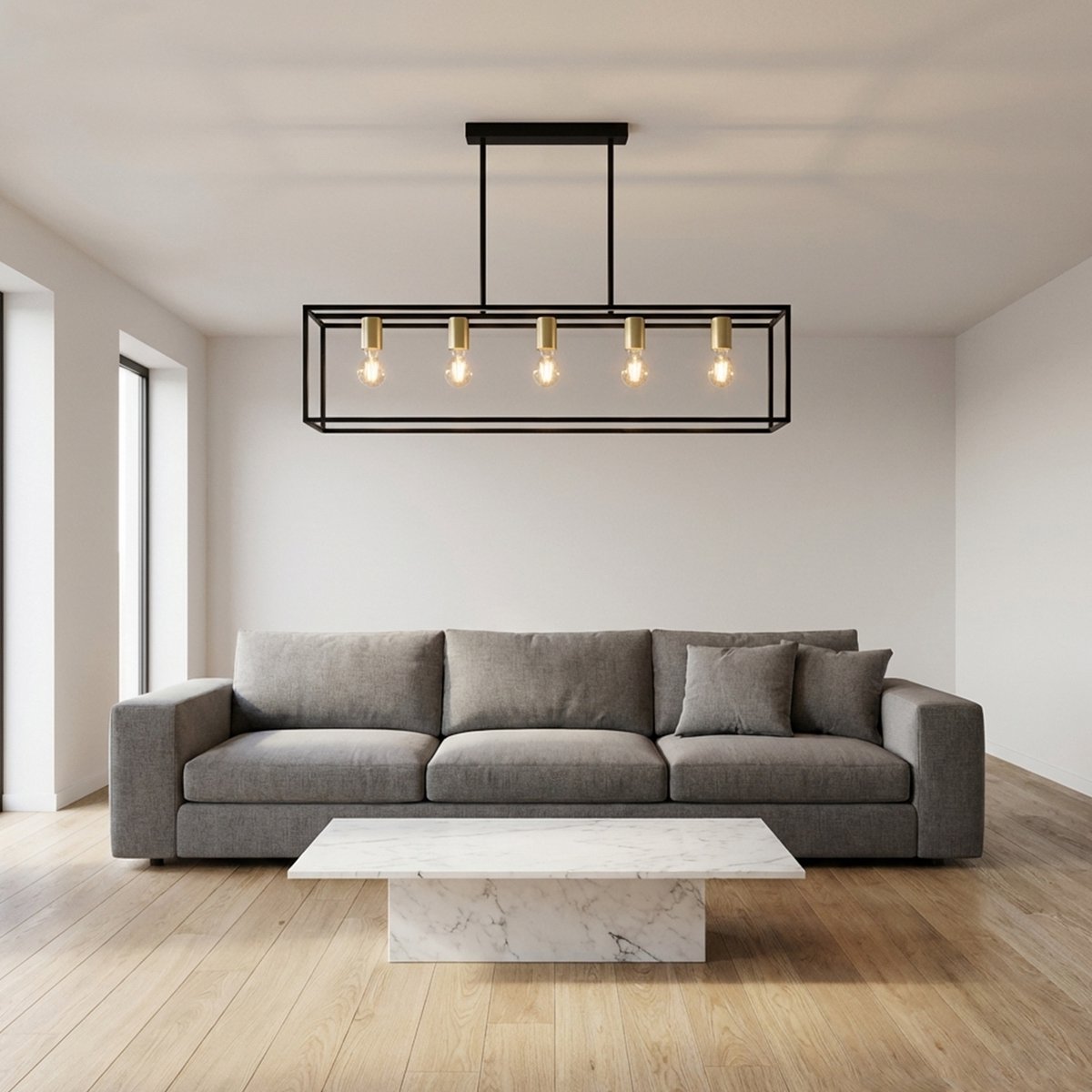 Aigostar 10O1R - Hanglamp - 5x E27 Fitting - Industrieel - voor Woonkamer, Eetkamer, Slaapkamer - Zwart - excl. lichtbron