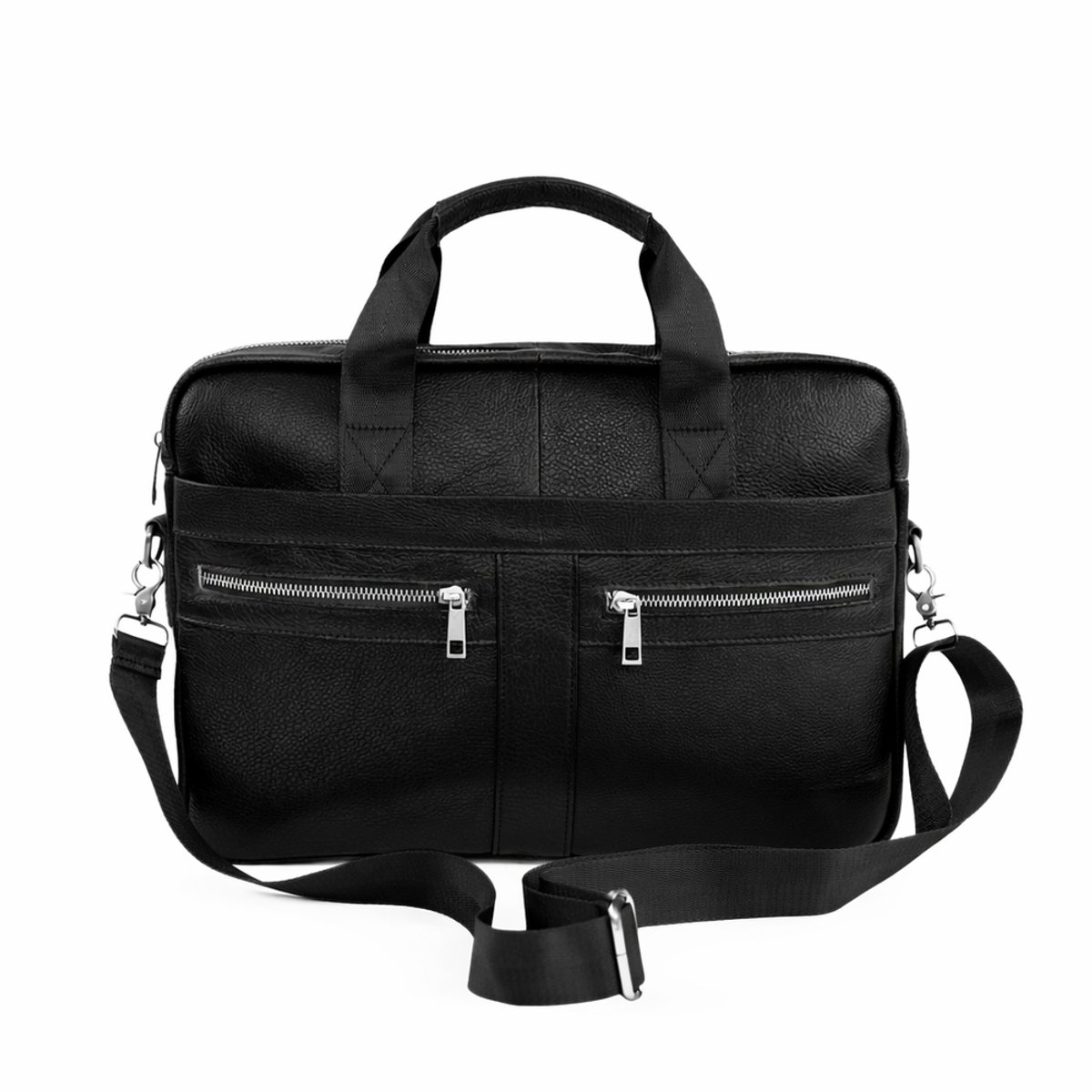 Solier Milo SL45 - Leren Laptoptas 13 inch - Ruime Documententas - Verstelbare Schouderband - Meerdere Opbergvakken - Zwart