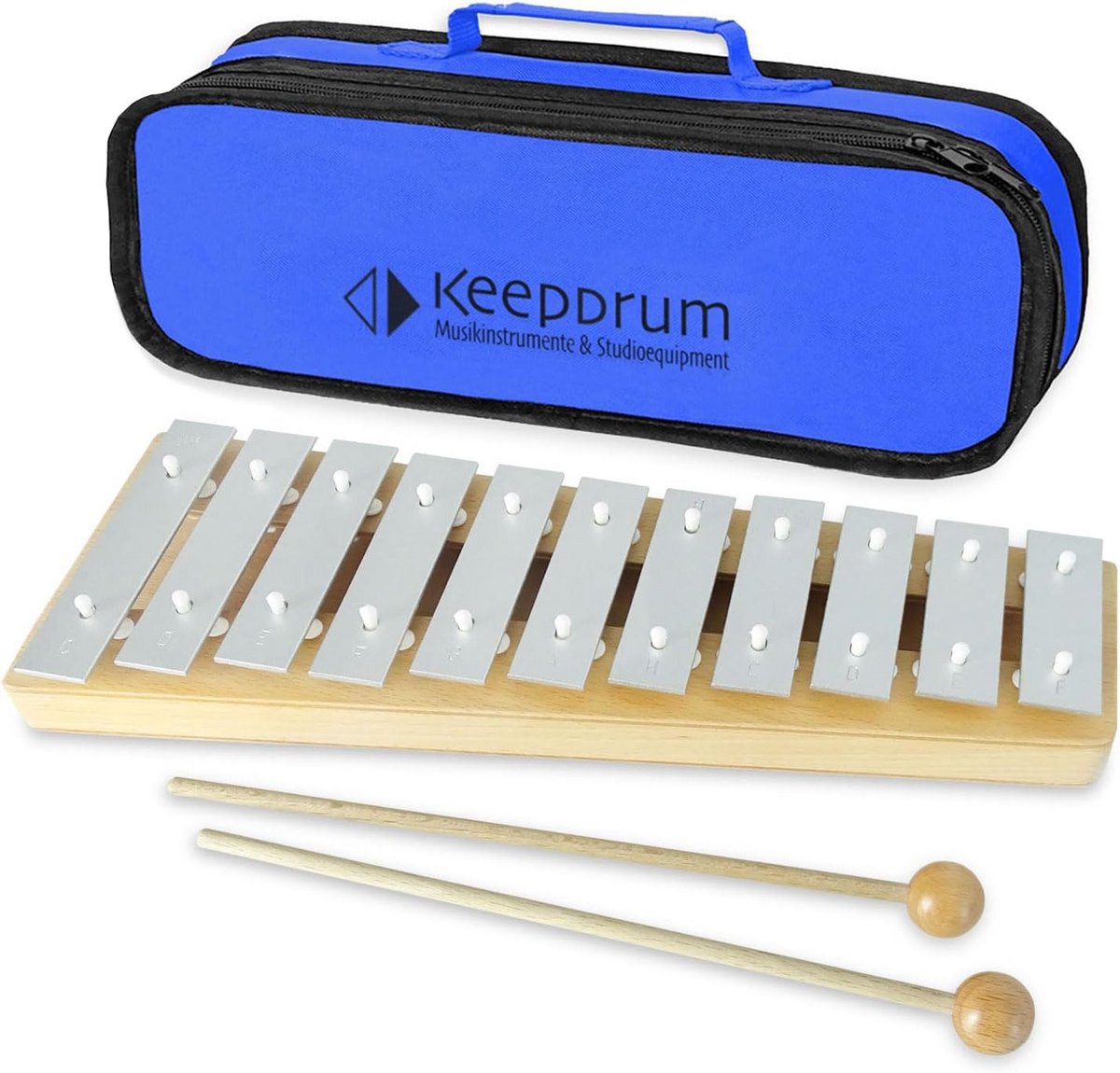Xylofoon kinderchimes met blauwe transporttas