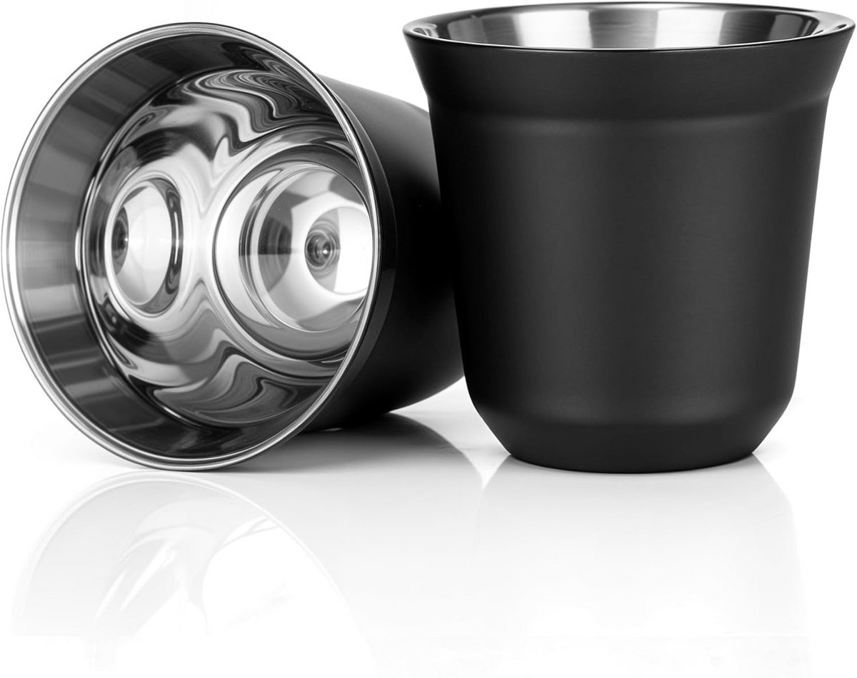 Set van 2 Dubbelwandige Roestvrijstalen Espressokopjes - 80ml Thermische Demitasse