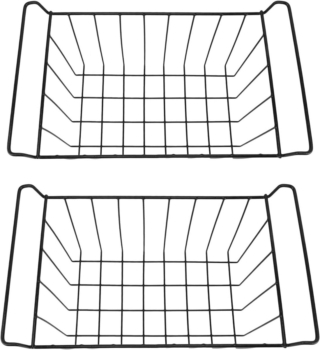 Set van 2 Zwarte Draadmand Organizer voor Koelkast en Vrieskast - PE-Gecoat Metaal - 39x20x20 cm