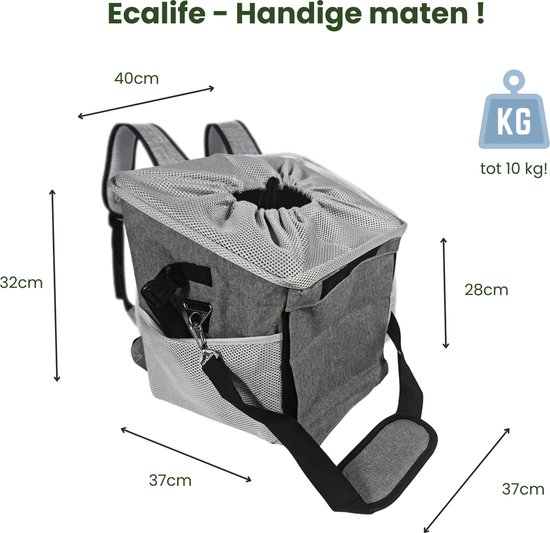 Ecalife Fietsmand voor Hond - 4-in-1 Hondenmand fiets - Schoudertas -Draagtas, Rugzak & Autostoel van Merkloos — afbeelding 2