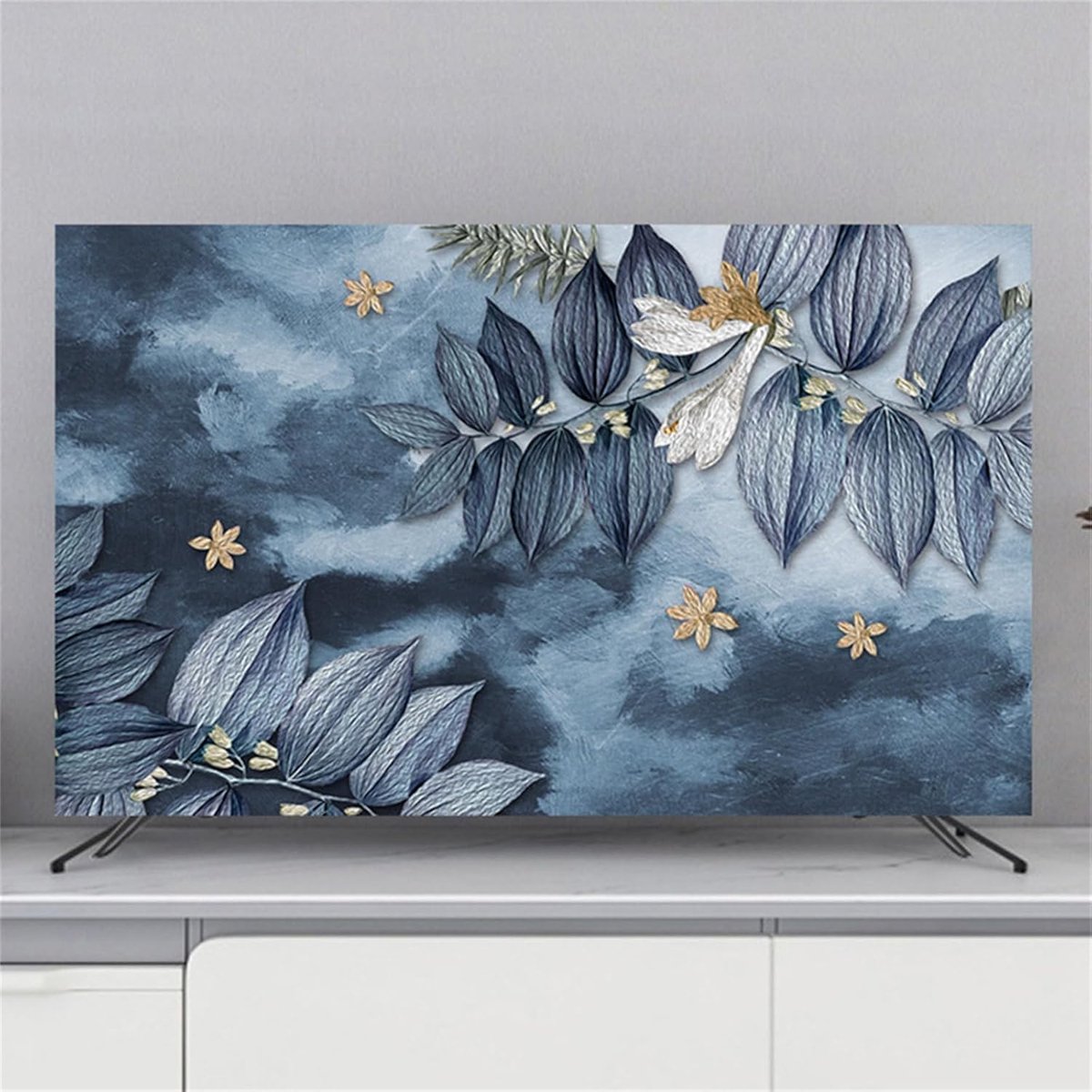 Universele TV-stofhoes met elastische rand - stofwerend voor flatscreen, curved en wandmontage tv's - Chinese bladmotieven voor binnen
