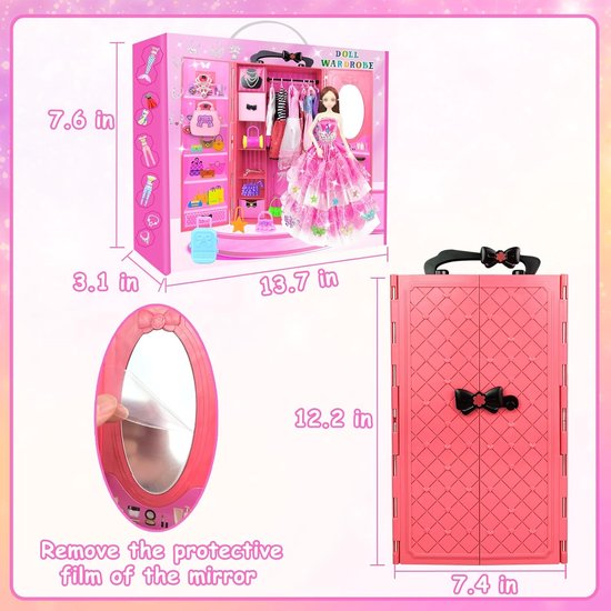 76-delige Set Poppenkleding en Accessoires met Kleerhanger voor 11,5 Inch Pop van Merkloos — afbeelding 2