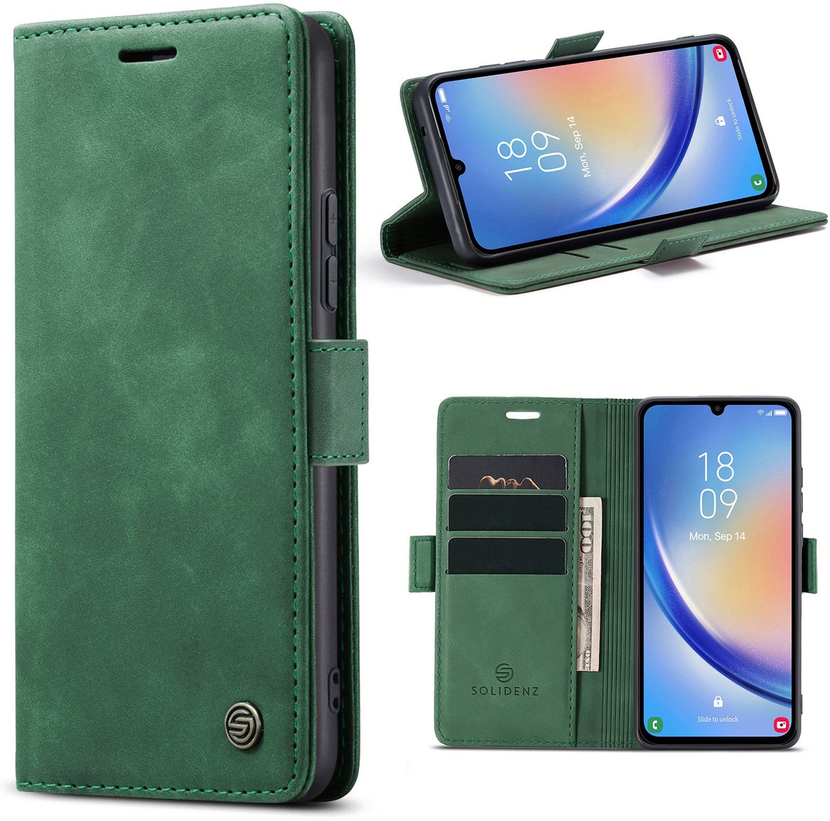 Solidenz Hoesje - Geschikt voor Samsung Galaxy A17 - Urban Book - Groen