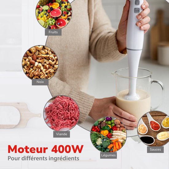 Handmixer Elektrisch - Keukenmixer Staafmixer - Gladde Sauzen Maken - 400 Watt Vermogen - 36 x 6 x 6 cm — afbeelding 3