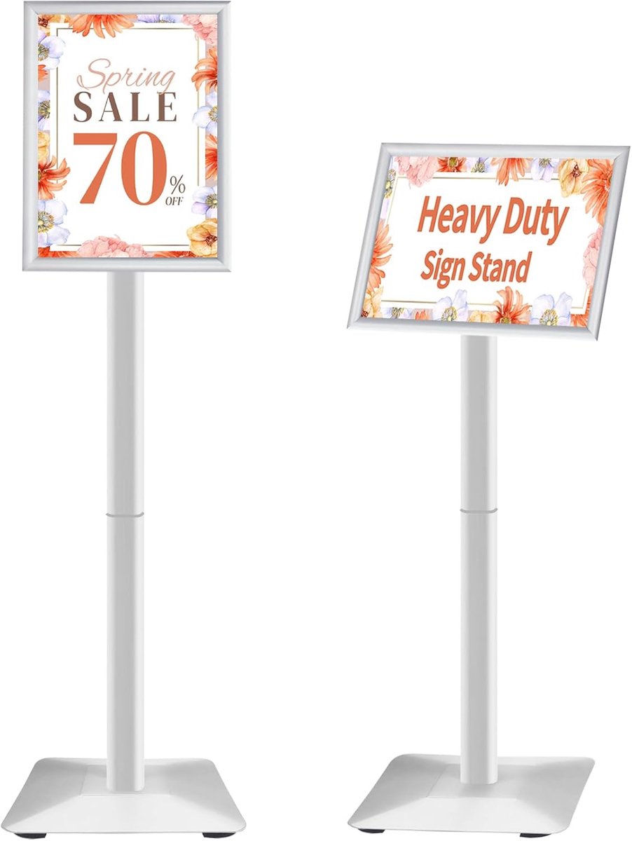 Stabiele A4 Posterstandaard met Zware Gietijzeren Voet - Verstelbaar Menu & Informatie Display