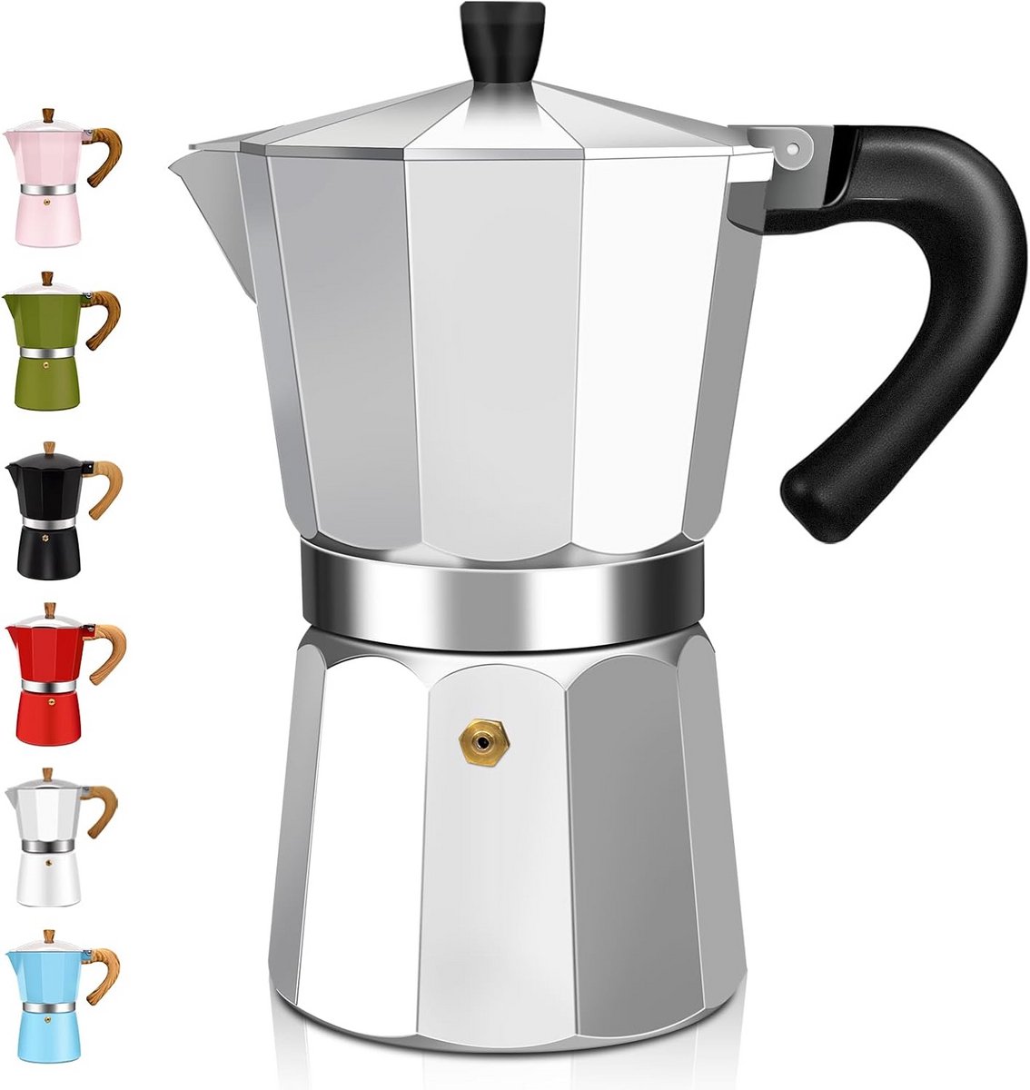 Aluminium Moka Pot 6 Kopjes 300 ml - Espresso Koffiezetapparaat voor Elk Fornuis