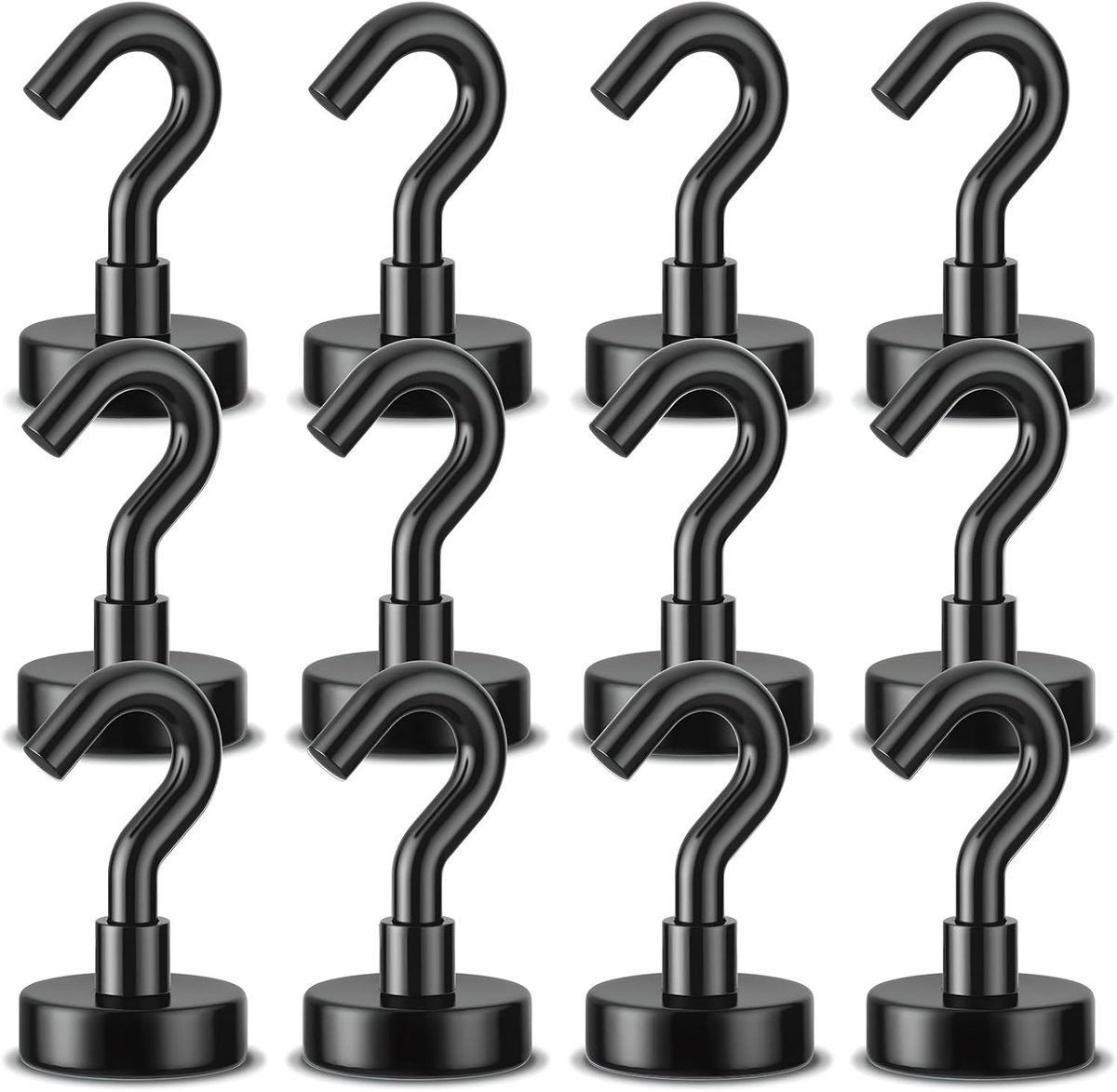 Zware lasten magnetische haken zwart 80 lbs trekkracht 12 stuks
