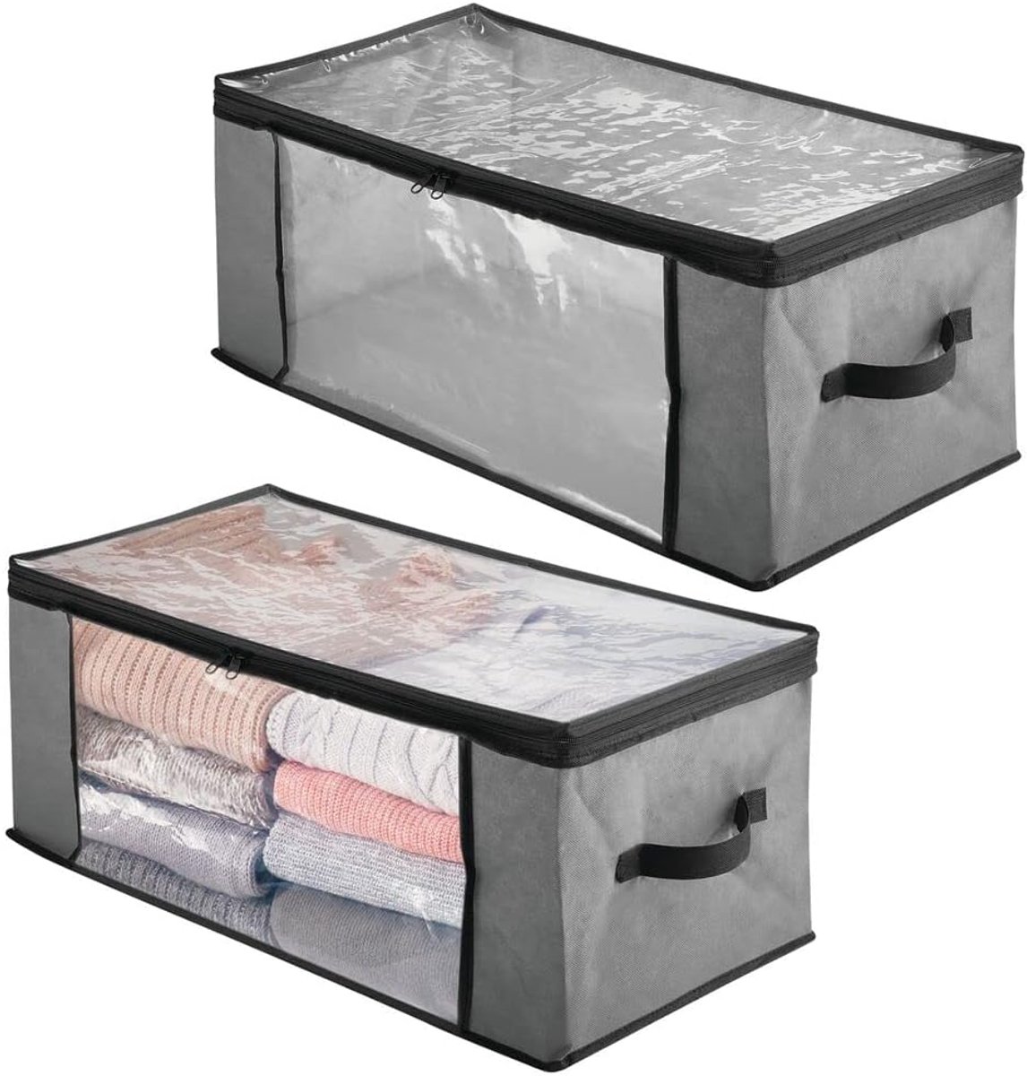 Opbergdoos met ritssluiting - voor kleding, accessoires en beddengoed - zwart