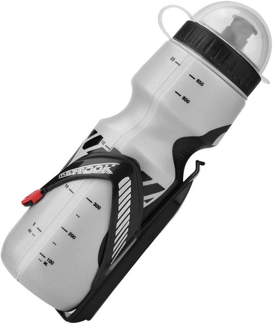 650ml bidon met flessenhouder - geschikt voor mountainbike, racefiets en stadsfiets - polyethyleen - grijs — afbeelding 2