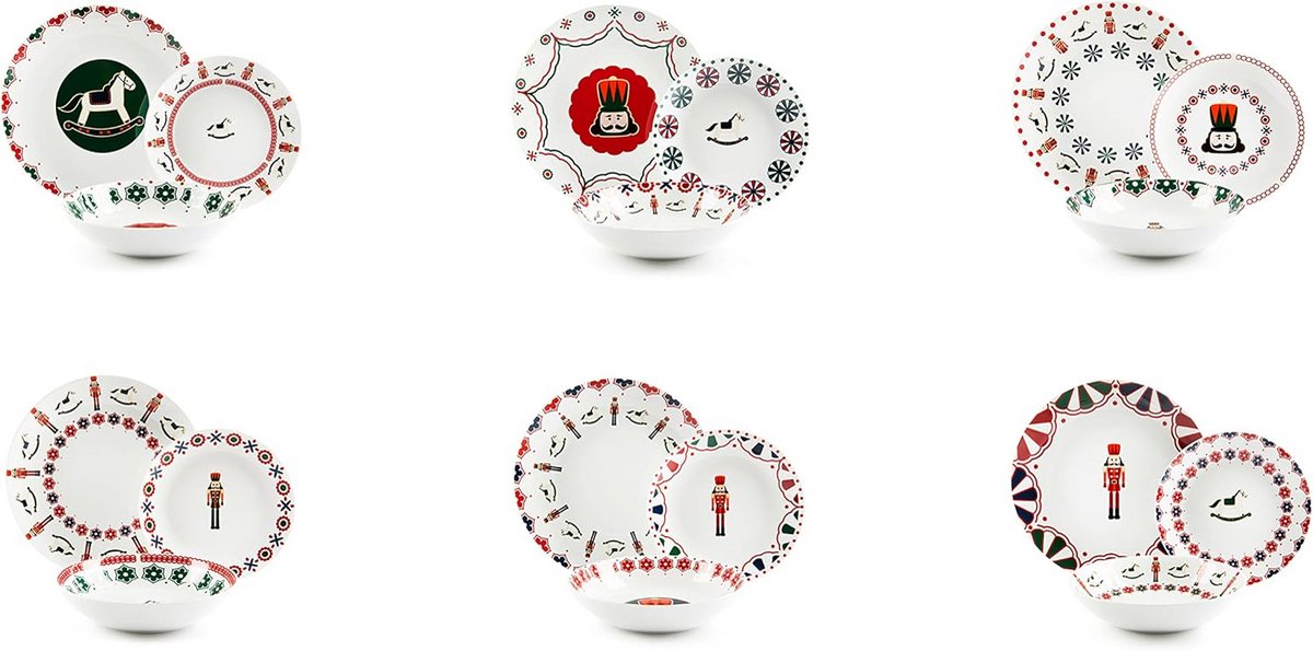 Bordenservies 18-delig Porselein - 6 Dinerborden, 6 Soppborden, 6 Fruitborden