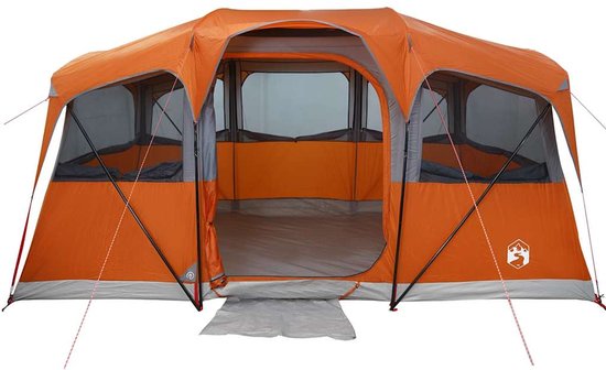 vidaXL - Familietent - met - Ramen - Koepel - Grijs - & - Oranje - - - 10 - Personen - - - Waterdicht van Vidaxl — afbeelding 3