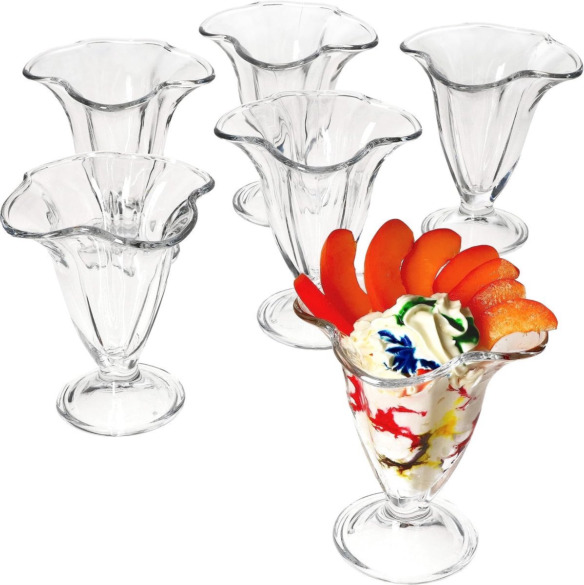 Elegante IJsbekers met Voet - Tulpvormige Glazen Dessertschaaltjes (150 ml)