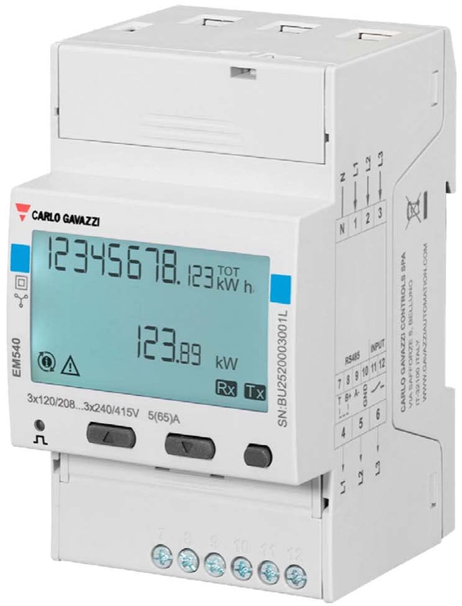 3-fasen energiemeter tot 65A voor monitoring van PV-omvormers en generatoren