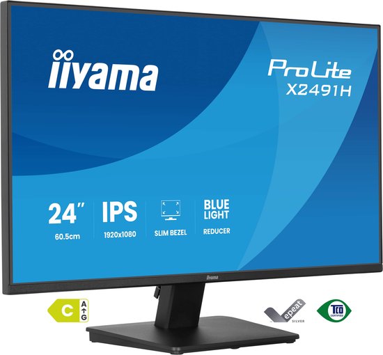 iiyama ProLite X2491H-B1 24″ Full HD IPS-monitor 120Hz flicker-free blauwlichtfilter energiebesparend