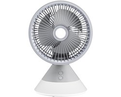 Draagbare bureauventilator - Oplaadbaar - Werkt op een 4000mAh batterij - Drie ventilatorsnelheden - Met LED-verlichting - 90° verticaal en 90° oscillerend - Geschikt voor thuis en op kantoor - Wit