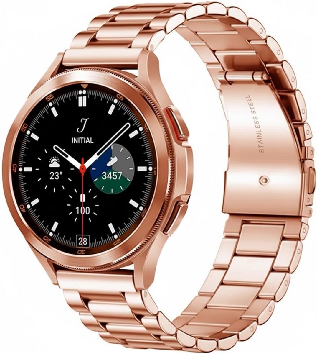 Metalen Horlogeband Zwart RVS met Snelsluiting - Geschikt voor Diverse Maten