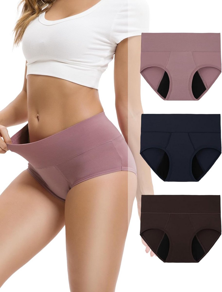 Dames Kwaliteit Menstruatie Ondergoed Hoge Taille 3-Pack
