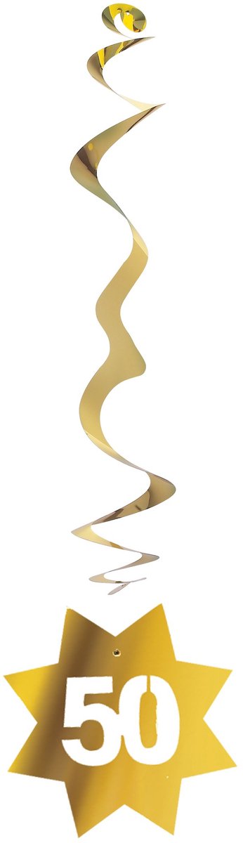 CHRISTIANFABRICATIONS - Set van 6 metallic gouden sterren 50 jaar hangdecoraties