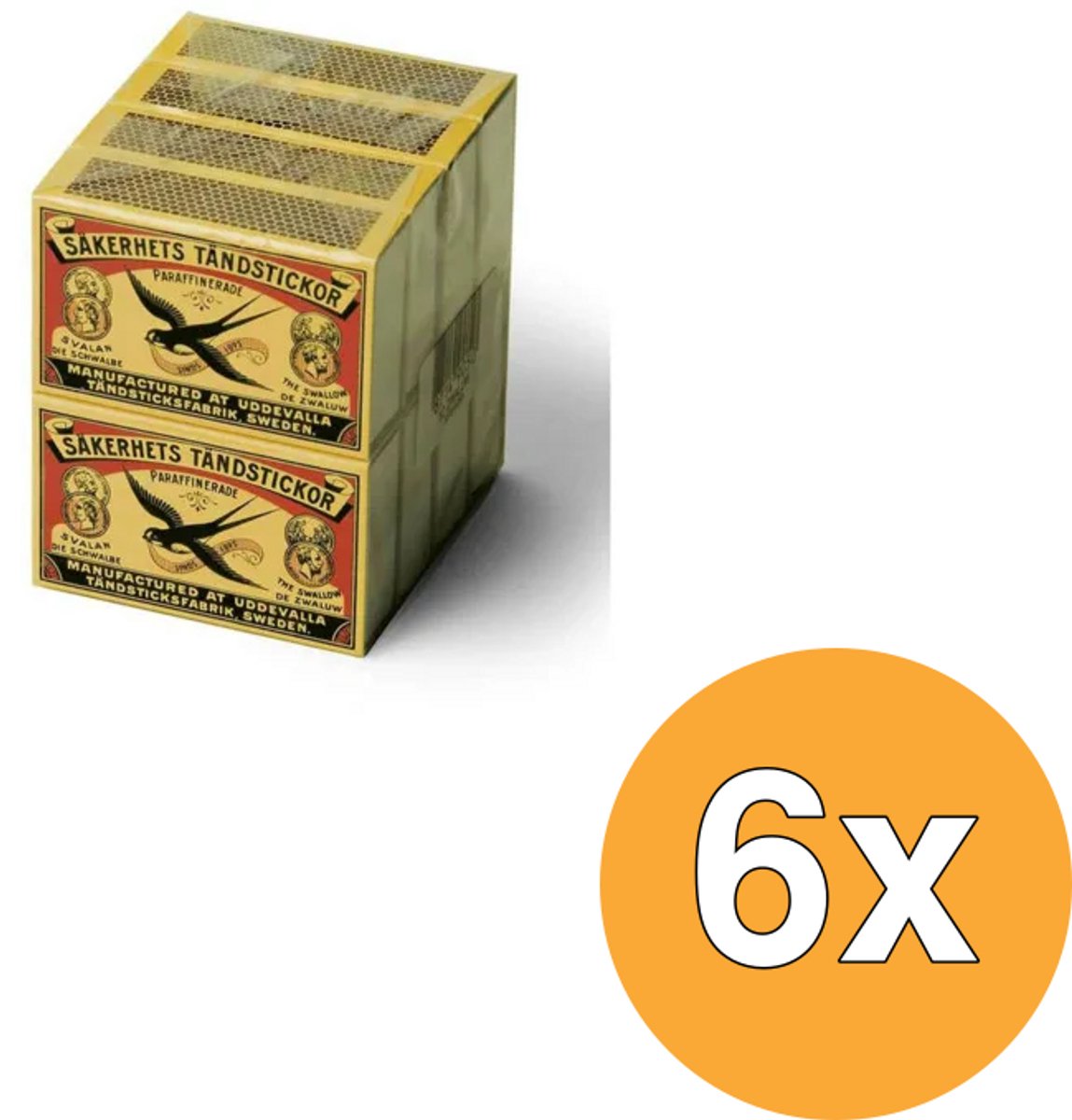 6x Zwaluw Lucifers Klein Doosje (8 stuks)