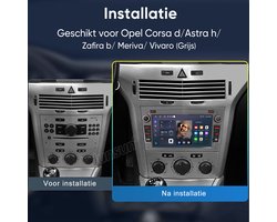 Junsun Android 15 Autoradio Geschikt Voor Opel Astra H Corsa C D Vectra C Zafira Accessoires, Draadloze CarPlay met bluetooth, Stuurwielbediening,DAB+, GPS-Navigatie, Bluetooth, WIFI, 7 inch Touchscreen, 2GB+32GB, DSP, Quad-core processor, grijs