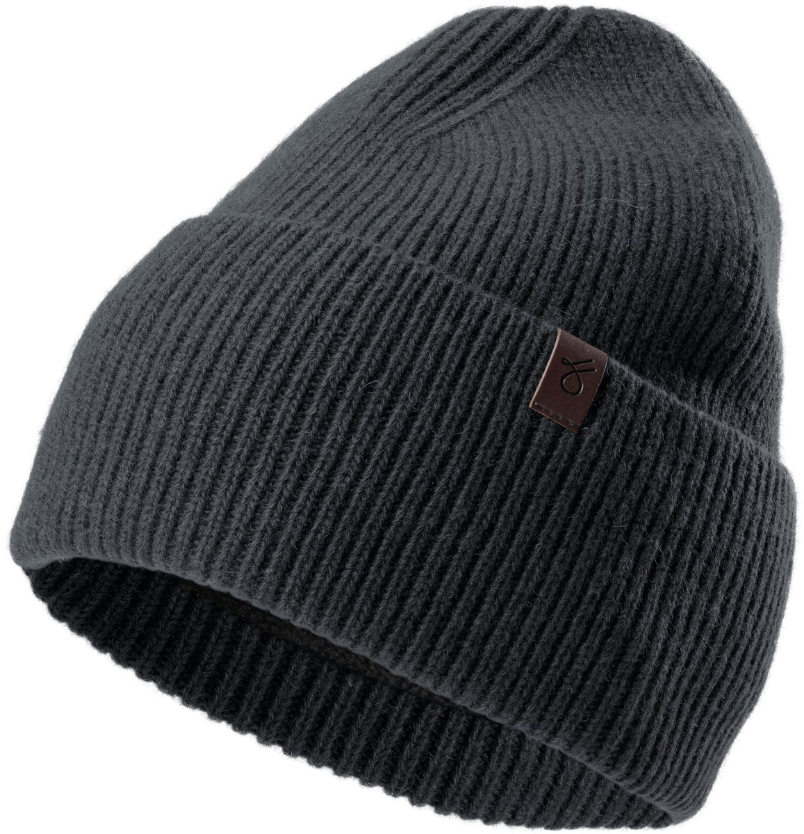 Donkergrijze Beanie van Gerecyclede Wol met Manchet