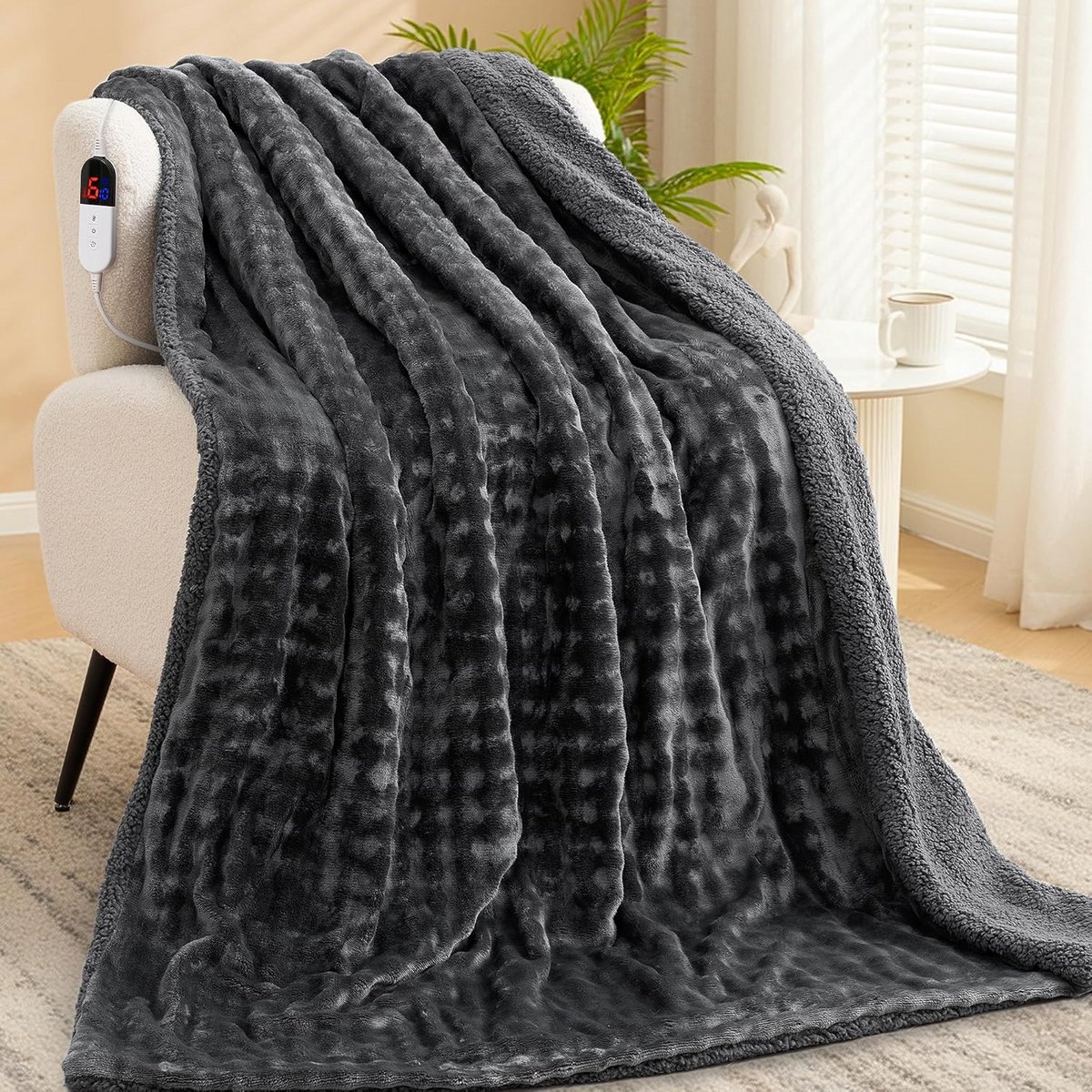 Elektrische Warmtedeken 150x200cm Met 6 Warmtestanden En Timer Voor Bank En Bed