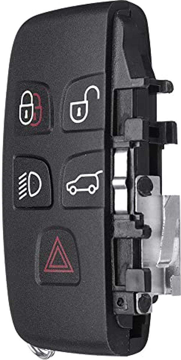 Zachte TPU sleutelhanger cover afstandsbediening premium sleutelbeschermhoes compatibel met Land Rover Discovery Sport Evoque Aurora Jaguar XF XJ XJL XEL XFL F-tempo 5 knoppen (zilver)
